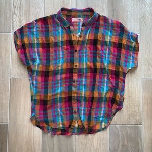 NWT Urban Outfitters Plaid Sheer Button Up